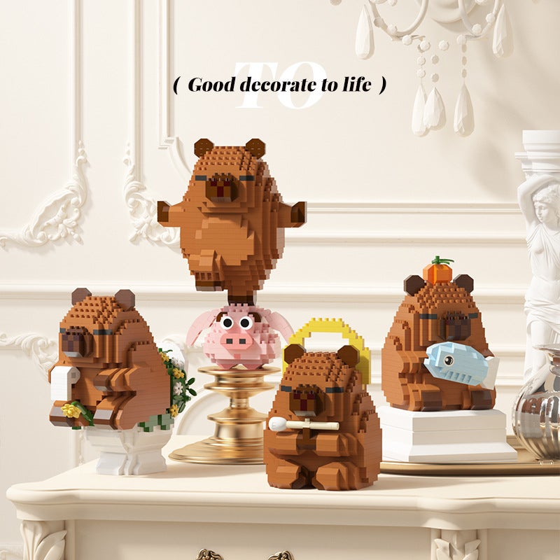 Wow Customized Capybara Guinea Pig Bala Toy Desktop Ornaments Toy Assembled Building Blocks Worker Series Gifts - Image 5